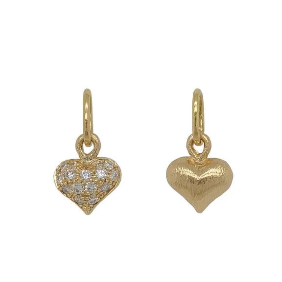 14K Gold Diamond Fat Baby Heart Charm