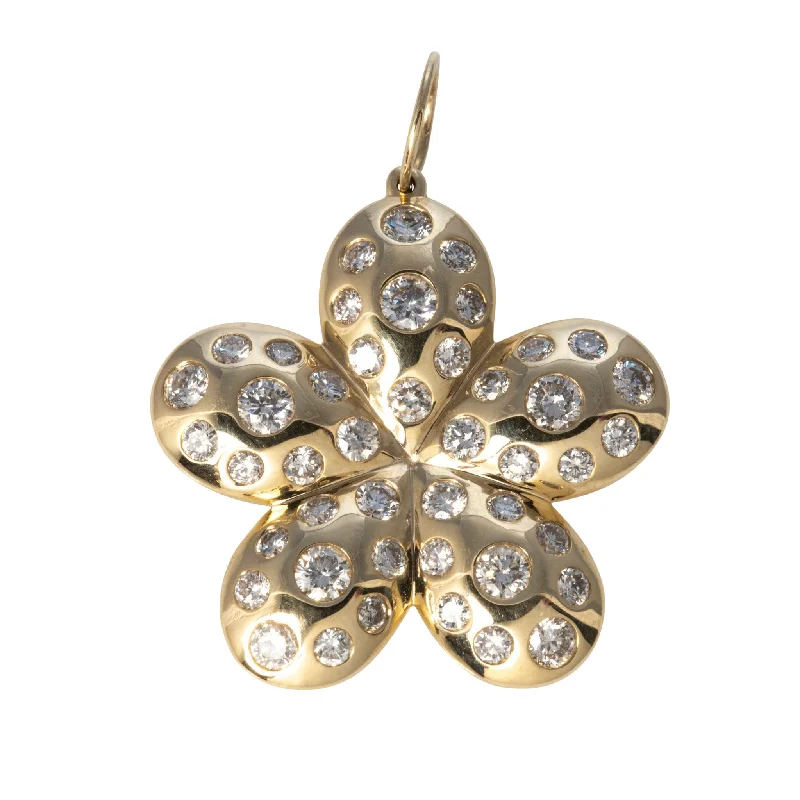 2.45ctw Diamond 14K Yellow Gold Flower Pendant