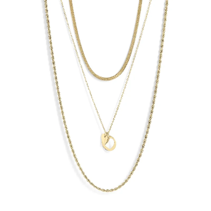 45 pc Cutout Heart 18K Gold PVD Layered Necklace Set / BND0033