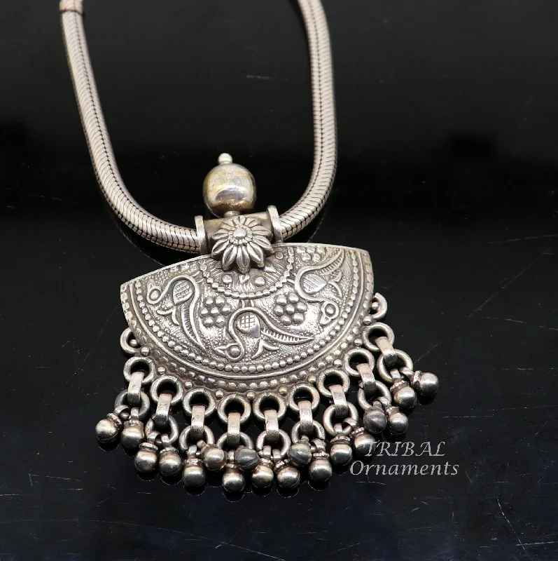 925 sterling silver handmade amazing vintage design charm pendant best brides ethnic tribal belly dance jewelry  india nsp517