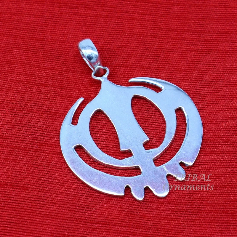 925 sterling silver handmade design holy khalsa Waheguru pendant, sikha Sardar symbol pendant, best blessing pendant from india nsp508