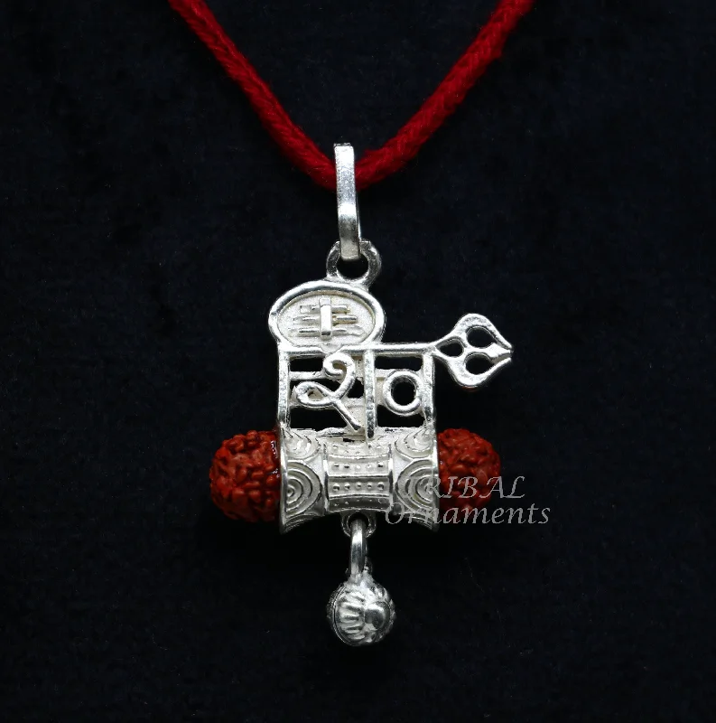 925 sterling silver handmade Lord Shiva Damaru style rudraksha pendant gorgeous hanging drops ,excellent "Shiva" pendant nsp547