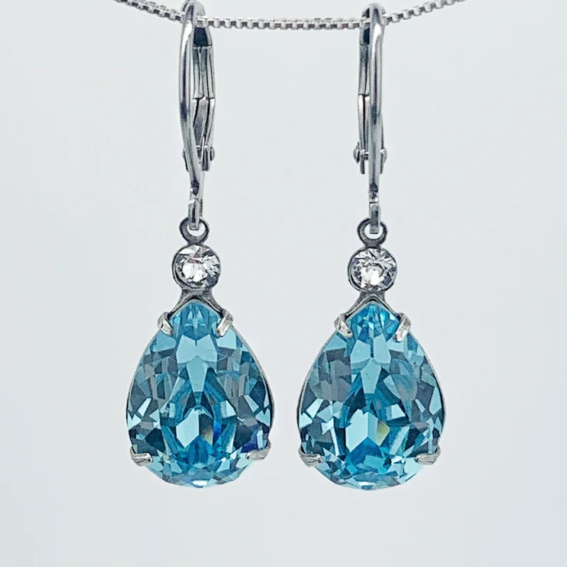 TEARDROP CRYSTAL DROPS-AQUA