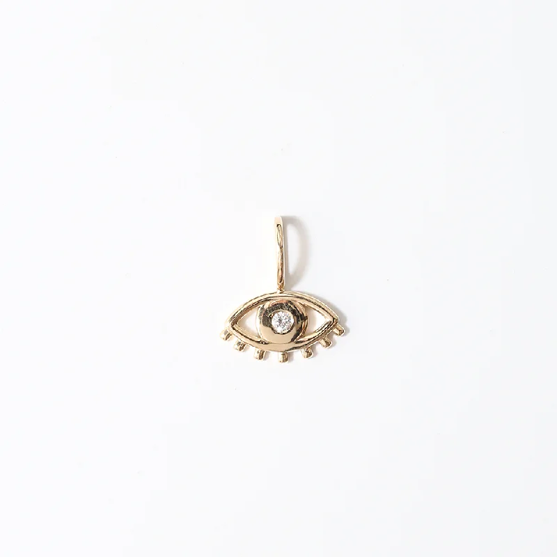 EVIL EYE CHARM | 14K YELLOW GOLD & WHITE DIAMOND