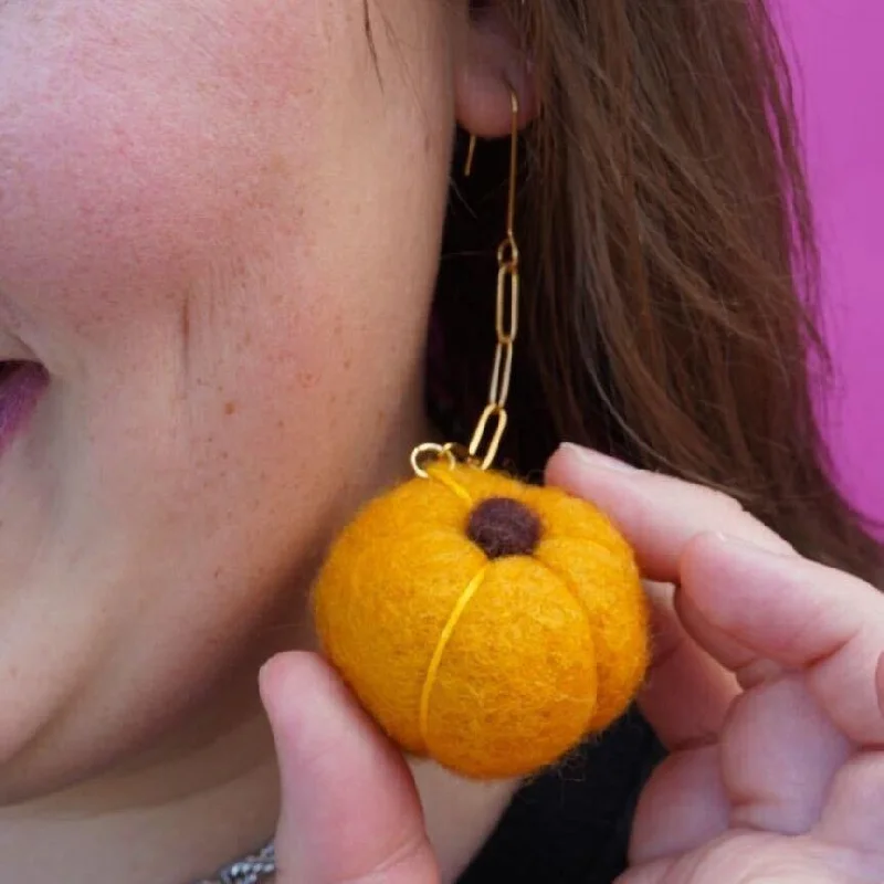 Felt Pumpkin Earrings