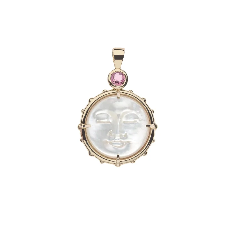 Jane Win FOREVER Mother of Pearl Moon Face Pendant Necklace