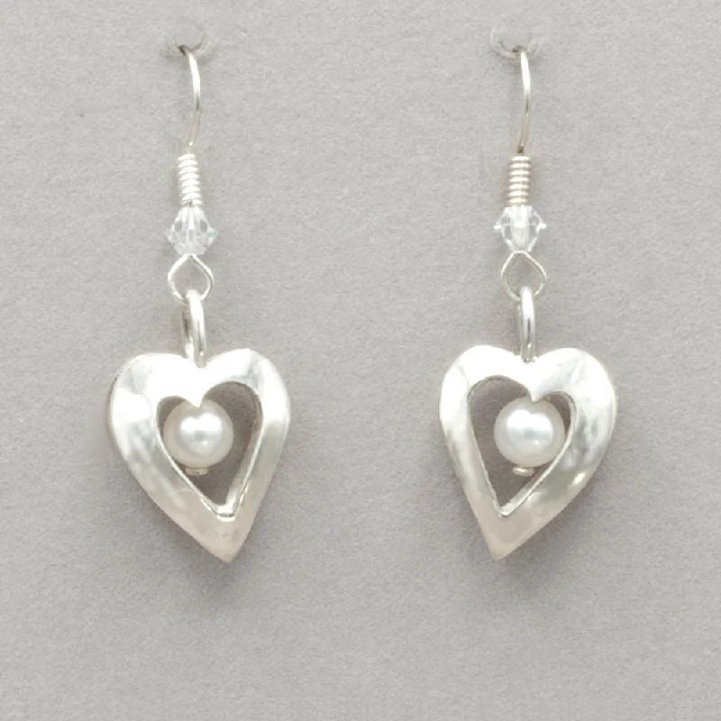 Jim Kelly Open Heart and Pearl Earrings