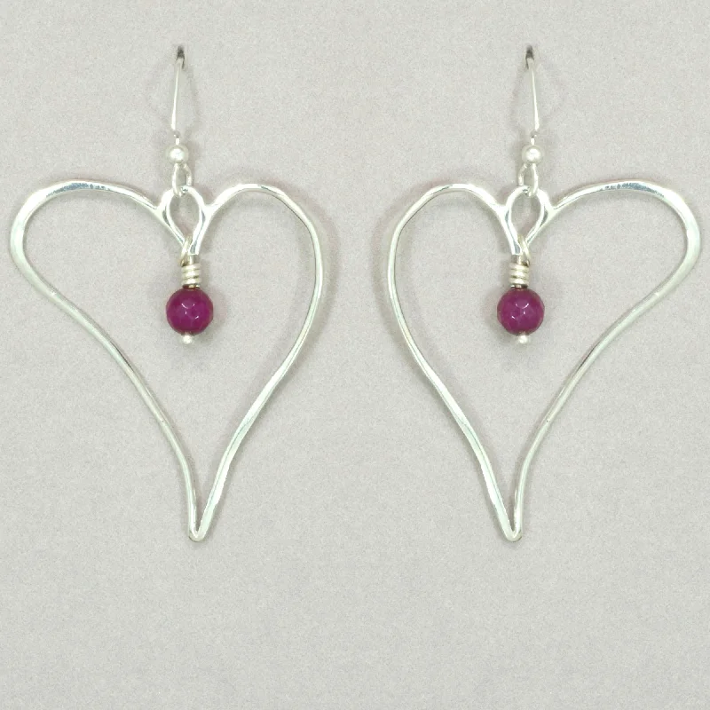 Jim Kelly Garnet Heart Earrings