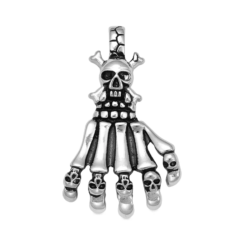 Stainless Steel Skull Skeleton Hand Pendant / PDL2031