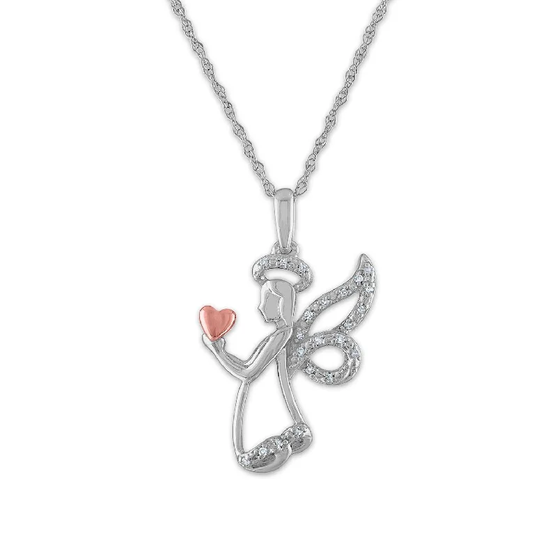 LoveSong Diamond Accent Angel 18-inch Pendant in Sterling Silver