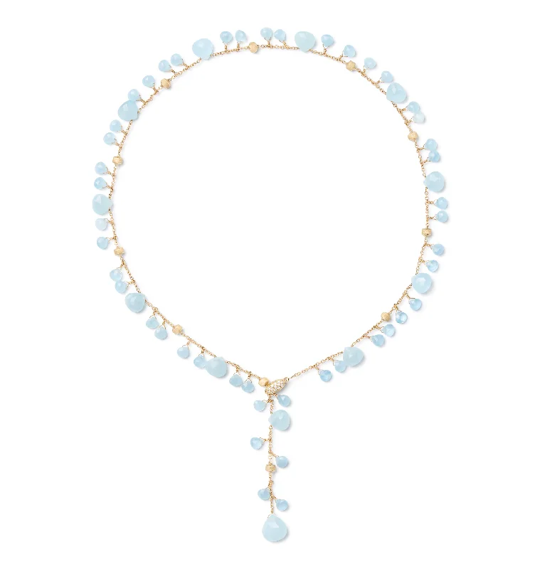 Marco Bicego Paradise Aquamarine and Diamond Lariat Necklace