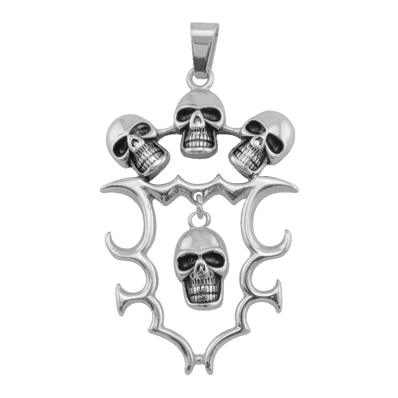 Stainless Steel Tribal Multi Skull Pendant / PDC242