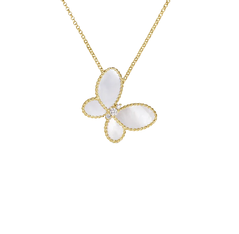 Roberto Coin Yellow Gold Mother-of-Pearl and Diamond Butterfly Pendant