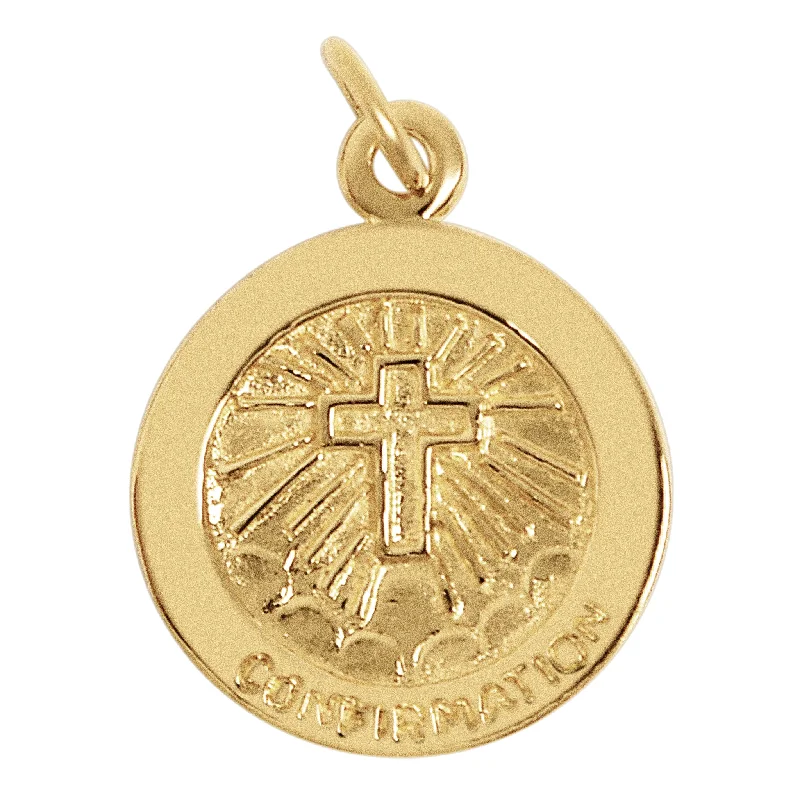 Sterling Silver 18K Gold PVD Coated "Confirmation" Cross Pendant / SSP0181