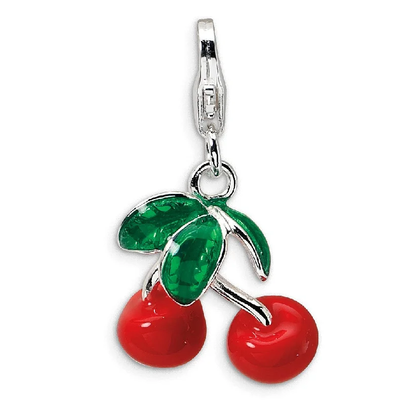 Sterling Silver 34X14MM Cherries Charm