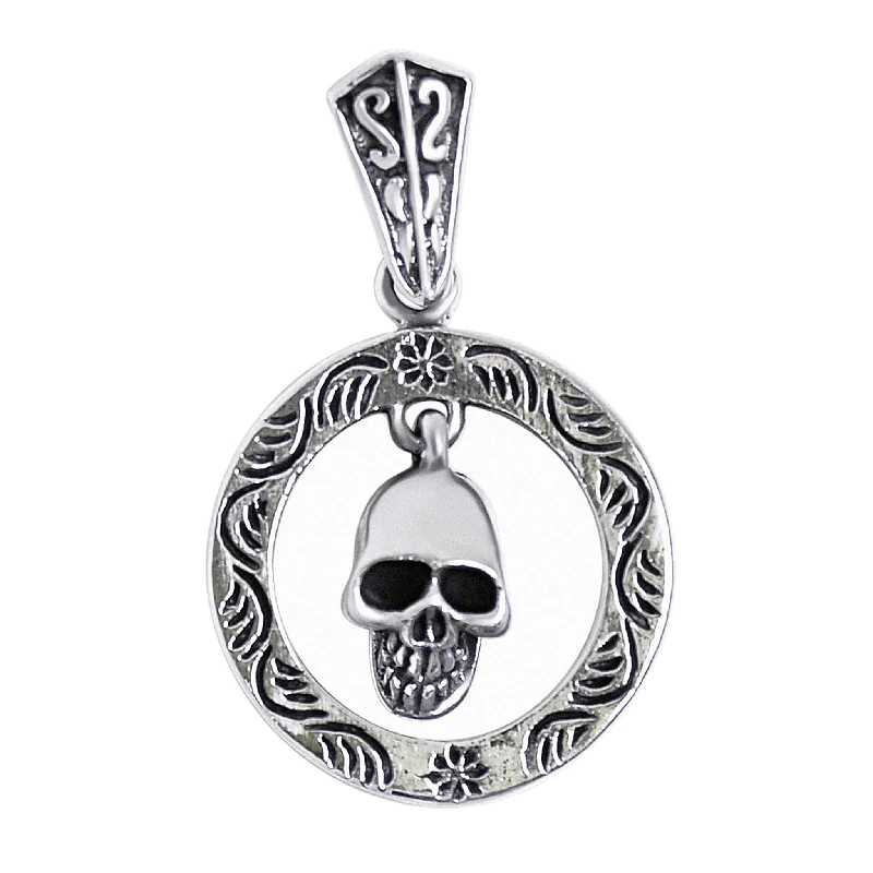 Sterling Silver Circle Skull Pendant / SSP0011