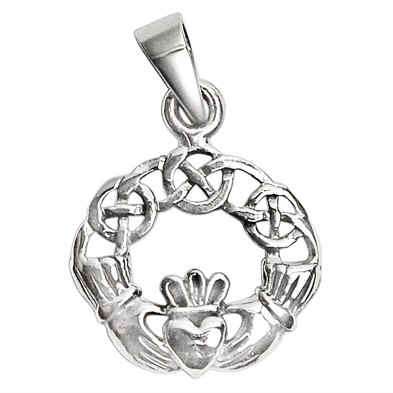 Sterling Silver Celtic Knot Claddagh Pendant / SSP0032