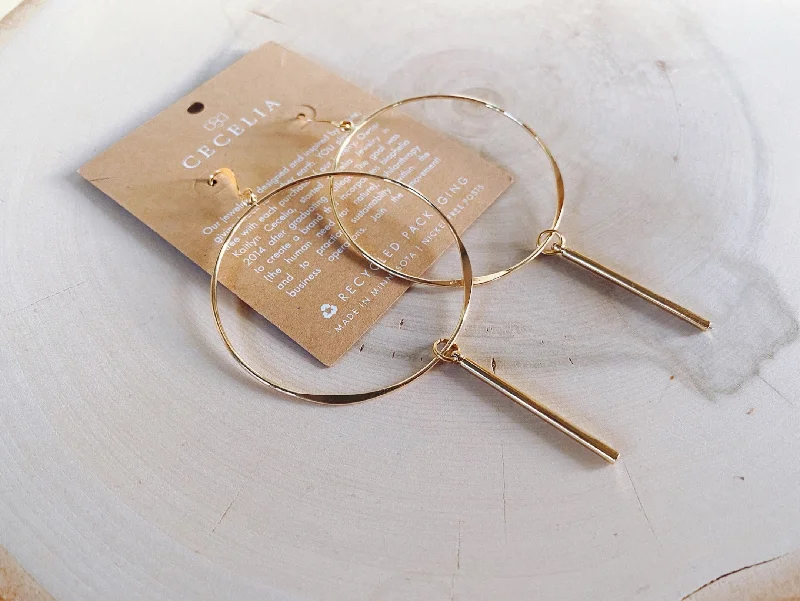 Timeless Gold Plated Bar Hoop Earrings