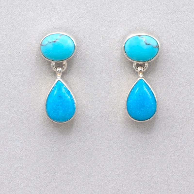 Turquoise Oval & Teardrop Post Earrings