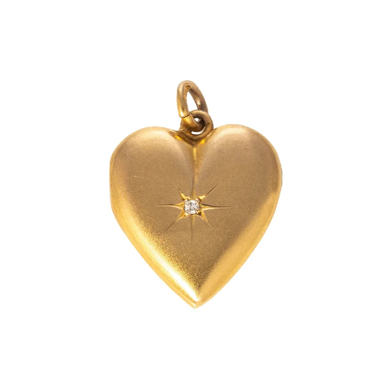 Victorian Diamond 10K Gold Matte Heart Locket Charm