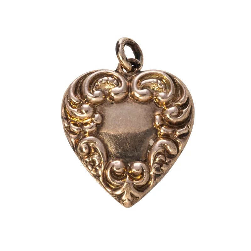 Vintage 10K Gold Repoussé Heart Charm