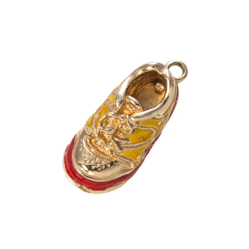 Vintage Red & Yellow Enamel 14K Gold Sneaker Charm