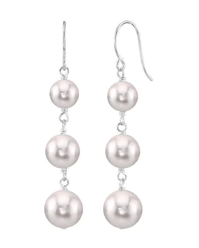 White Akoya Pearl Triple Drop Earrings