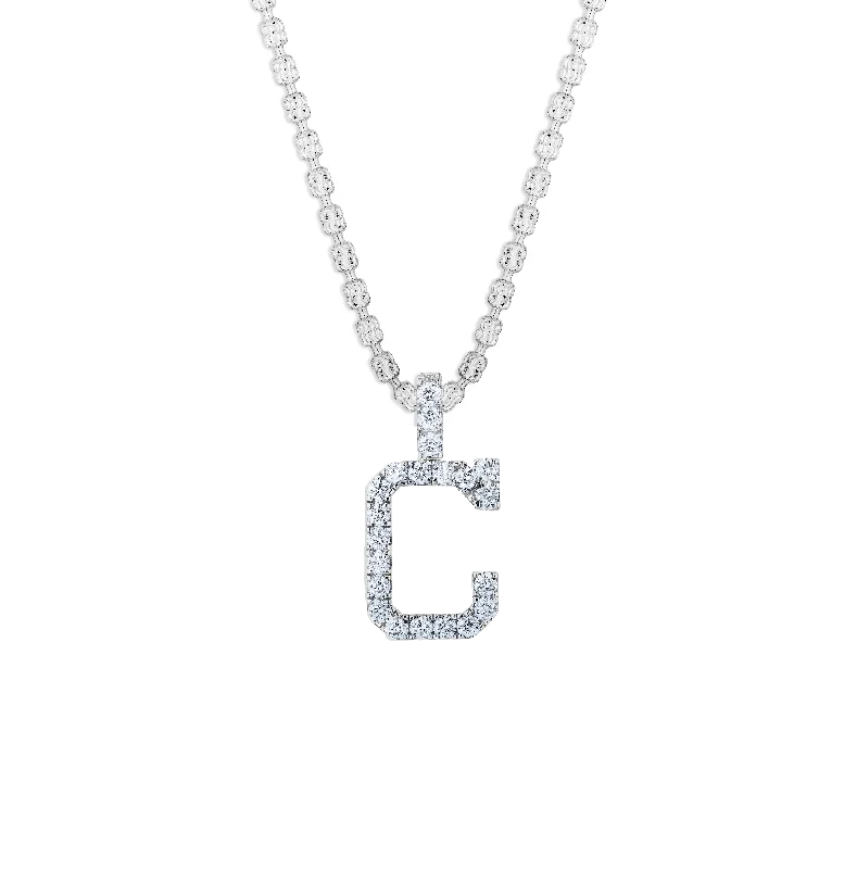 Sabel Collection White Gold Diamond C Initial Pendant