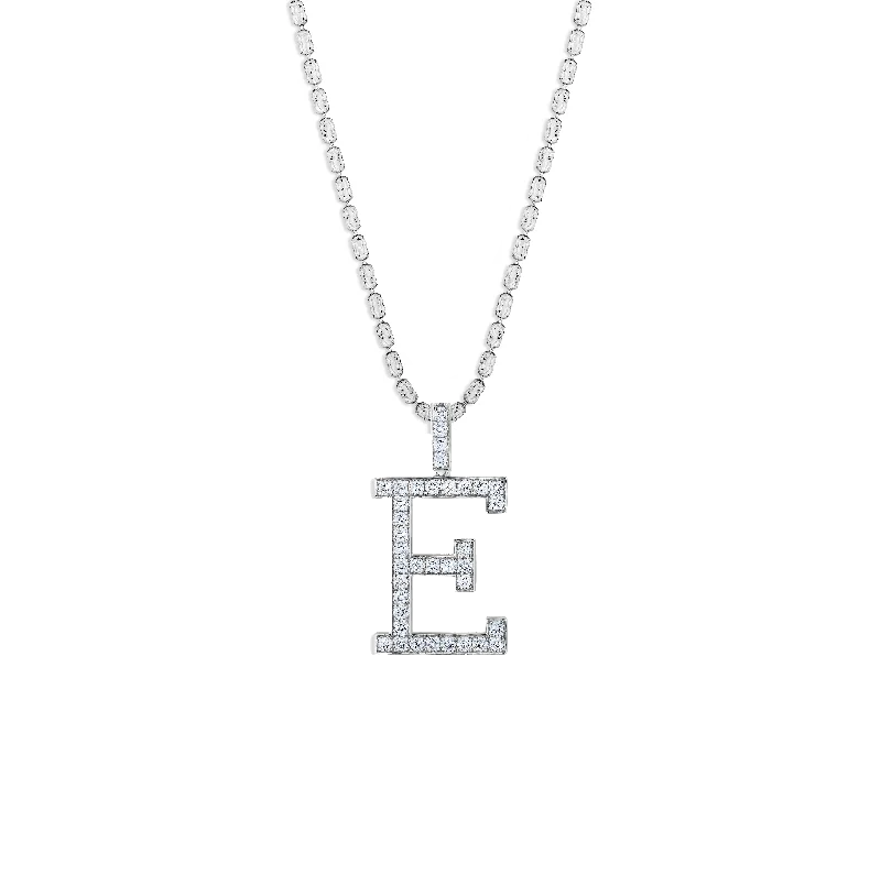 Sabel Collection White Gold Diamond E Initial Pendant