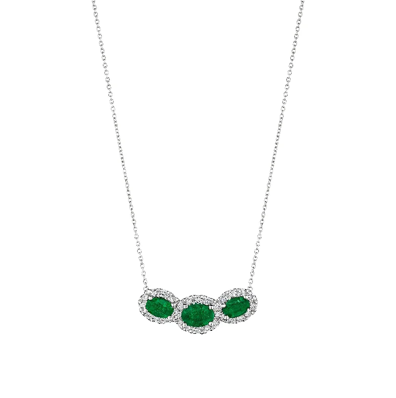 Sabel Collection White Gold Emerald and Diamond Pendant