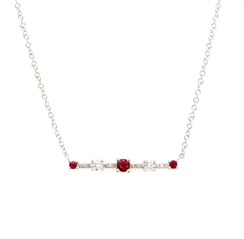 White Gold Ruby and Diamond Fashion Necklace