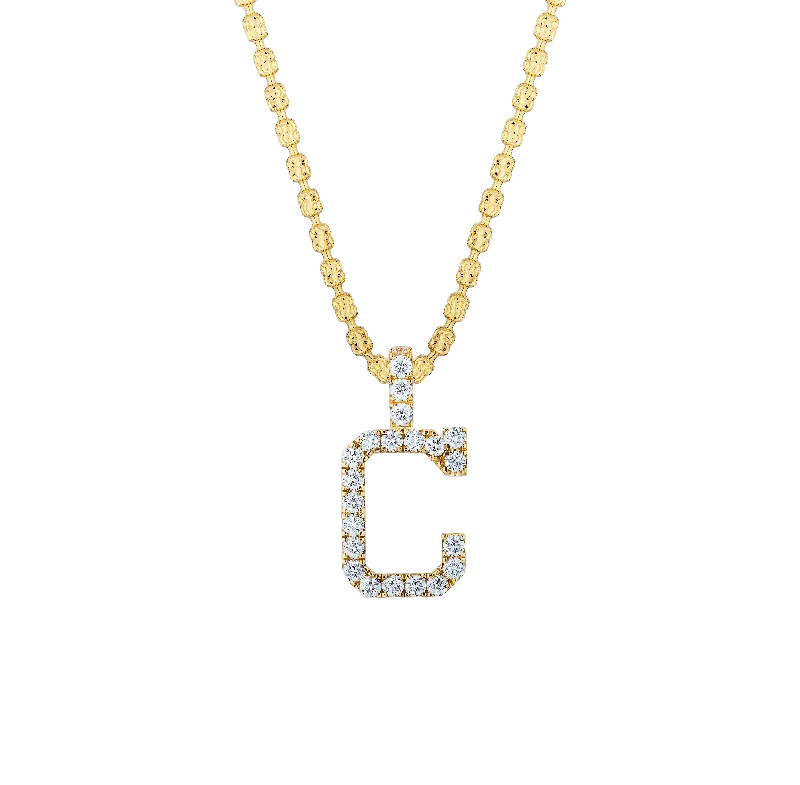 Sabel Collection Yellow Gold Diamond C Initial Pendant