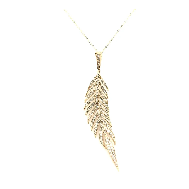 Yellow Gold Diamond Leaf Pendant