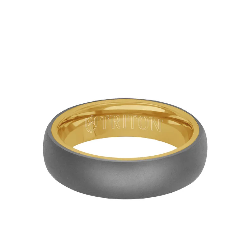 6MM Tantalum Ring - 14k Gold Inside Sleeve and Dome Profile