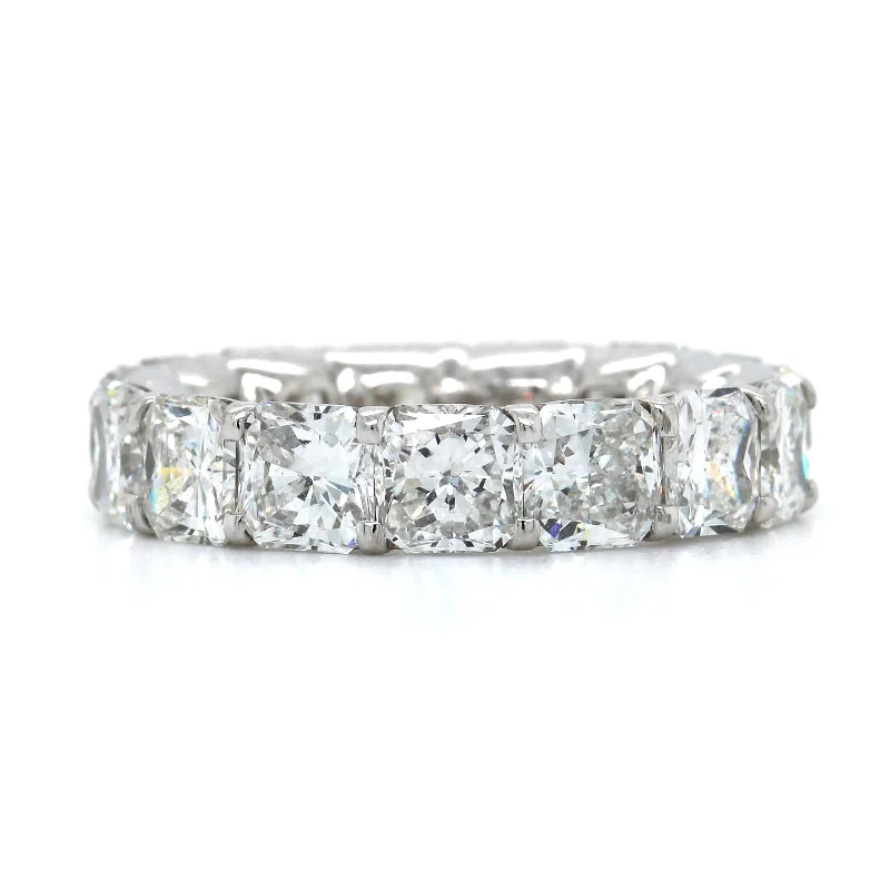 Platinum Shared Prong Radiant Cut Diamond Eternity Band