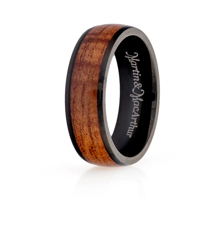 Koa Eternity Ring - Curved Black Cobalt