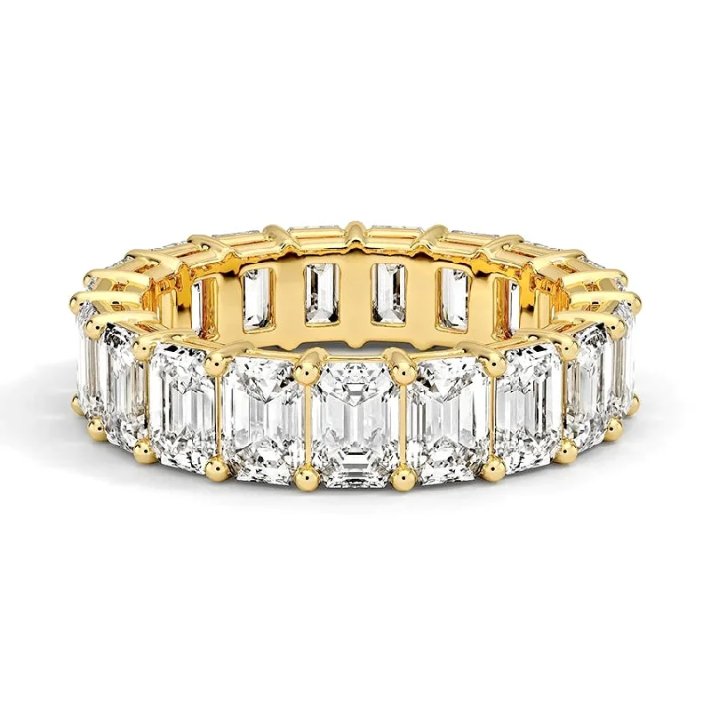 Lab Grown Yellow Gold Emerald Cut Diamond Eternity Band