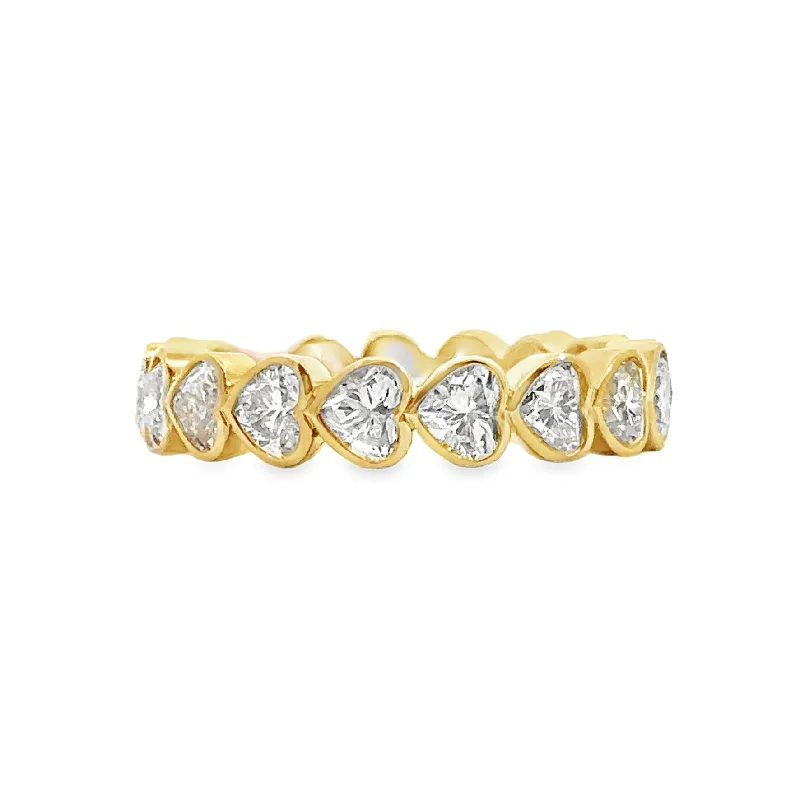 Lab Grown Yellow Gold Heart Shape Diamond Eternity Band