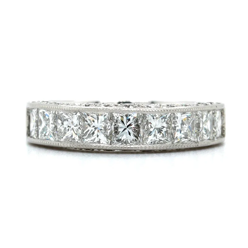 Platinum Channel Set Princess Cut Diamond Band