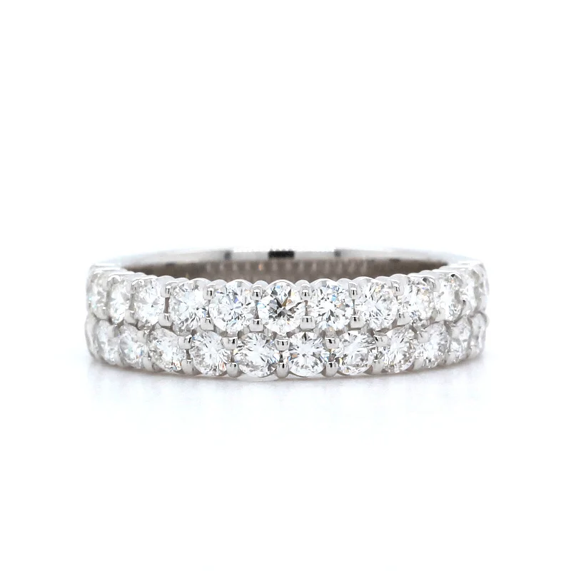 18K White Gold 2 Row Diamond Band