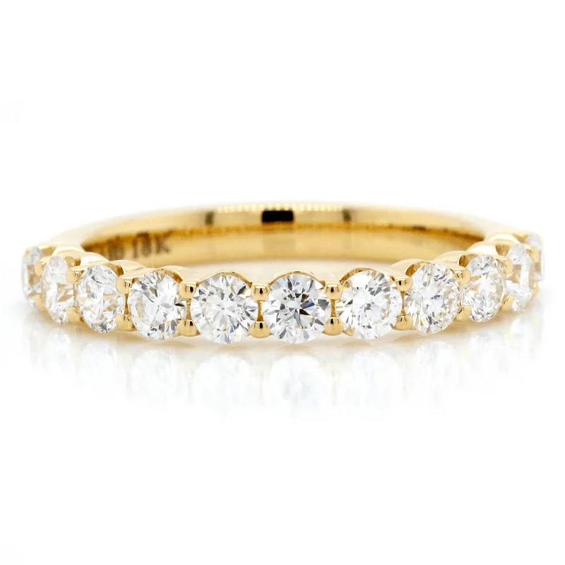 18K Yellow Gold Shared Prong Diamond Band