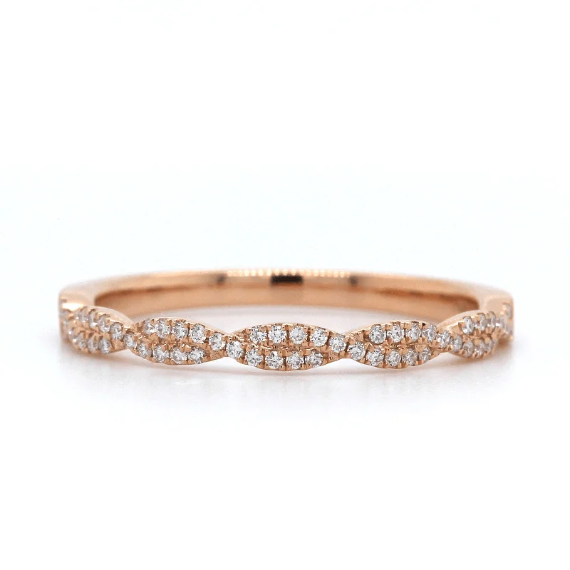 18K Rose Gold Pave Diamond Twist Band