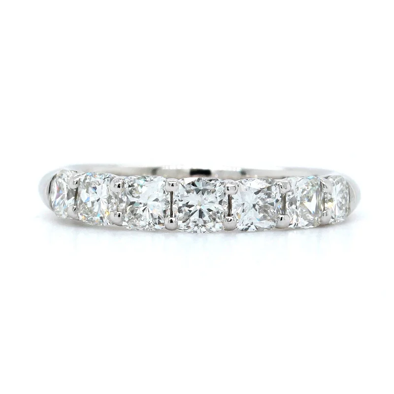 Platinum Cushion Cut Diamond 7 Stone Band