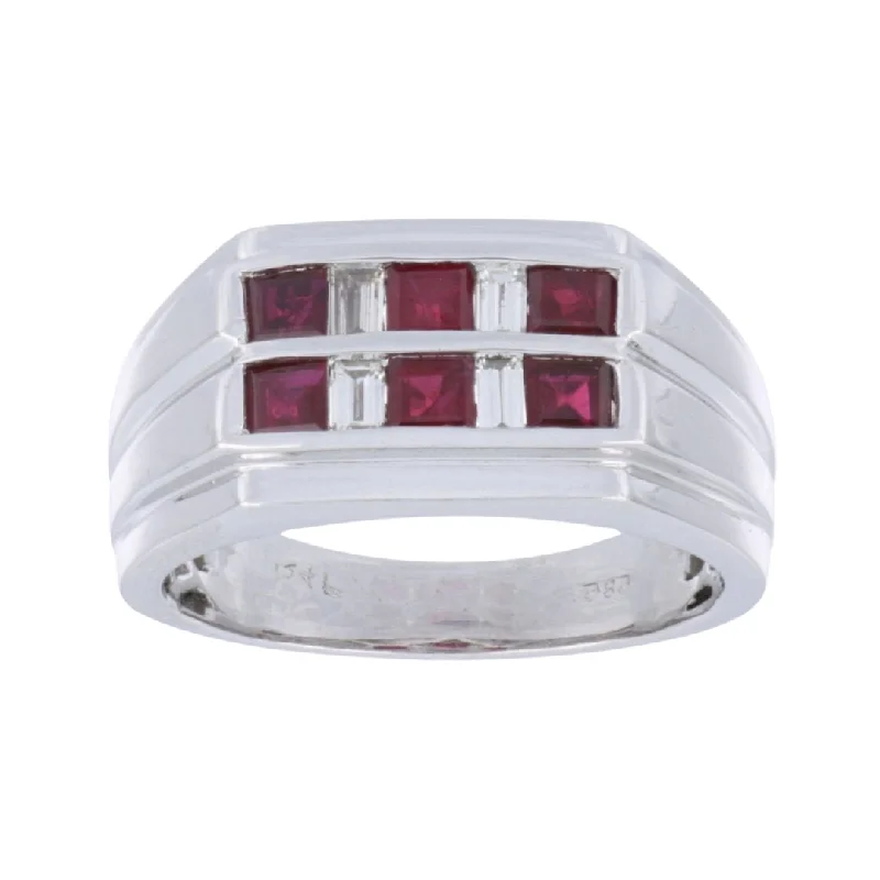 Men's Ring (Ruby 0.72 cts. White Diamond 0.21 cts.)