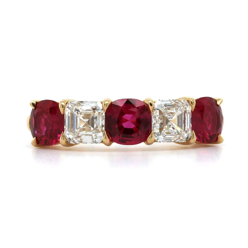 18K Yellow Gold Ruby and Diamond Band