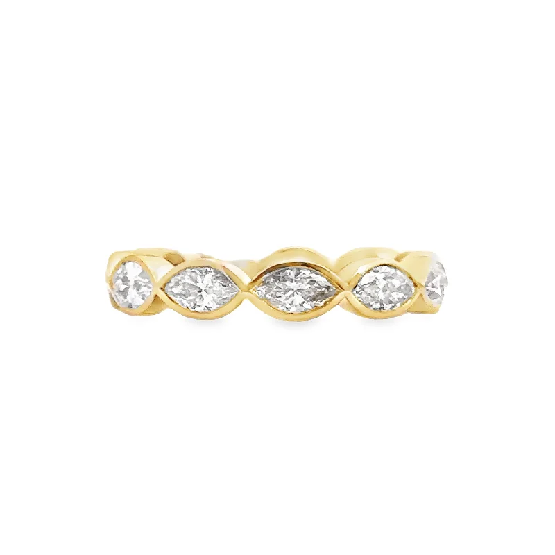 Yellow Gold East/West Bezel Set Marquise Cut Diamond Eternity Band