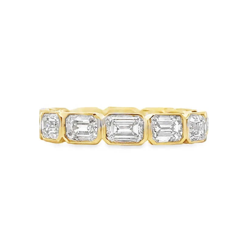 Yellow Gold East/West Bezel Set Emerald Cut Diamond Eternity Band