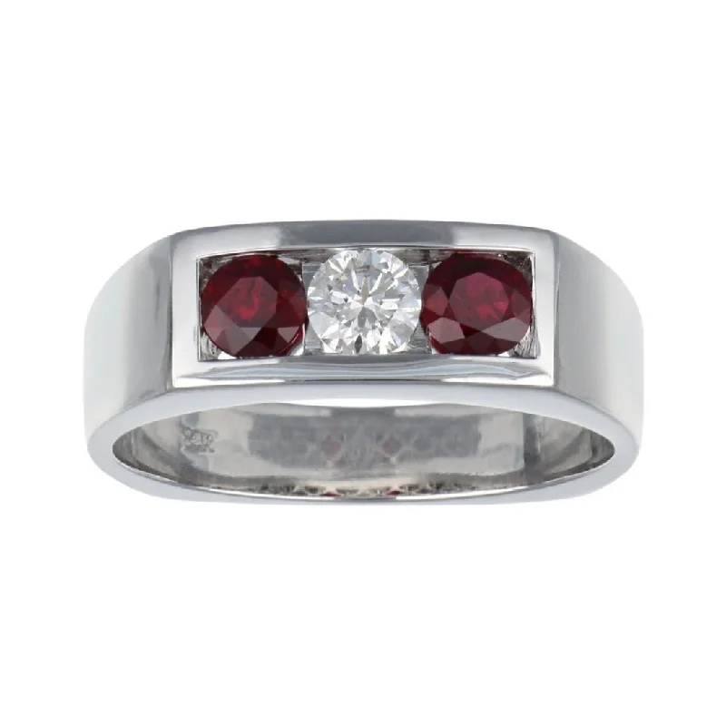 Ruby Men's Ring (Ruby 0.73 cts. White Diamond 0.33 cts.)