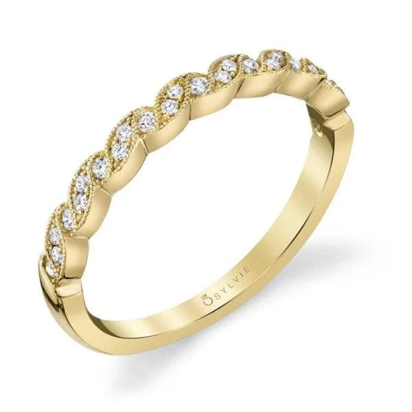 18K Yellow Gold Wave Diamond Band