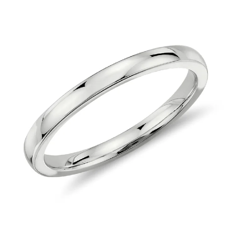 14K White Gold High Polished Dome Wedding Band